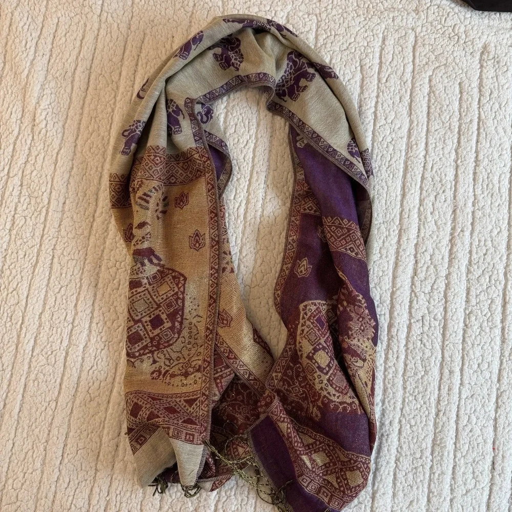 Pashmina‎ Women's Shawl Scarf 100% Cashmere Shawl Multicolor Elephant Fringe